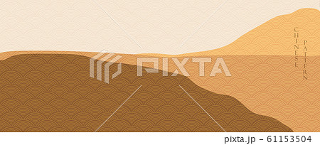 Abstract background in oriental style. Chinese new year banner. Geometric line with Japanese pattern vector. Landscape in oriental template. Desert layout design. Abstract background in oriental style. Chinese new year banner. Geometric line with Japanese pattern vector. Landscape in oriental template. Desert layout design. 61153504