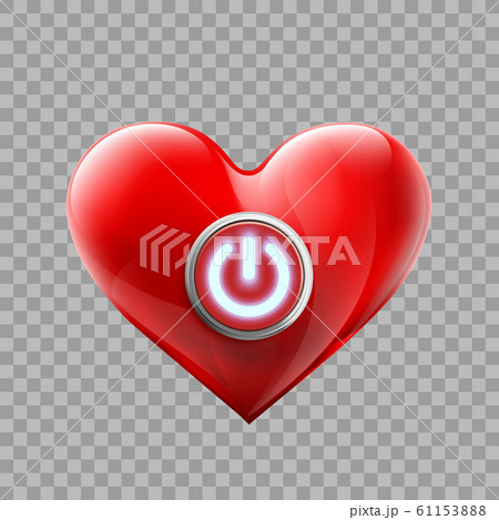 Red human heart with an energy button Red human heart with an energy button 61153888