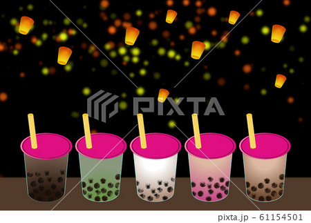 台湾観光イメージ　タピオカミルクティー　スカイランタン Bubble tea 61154501