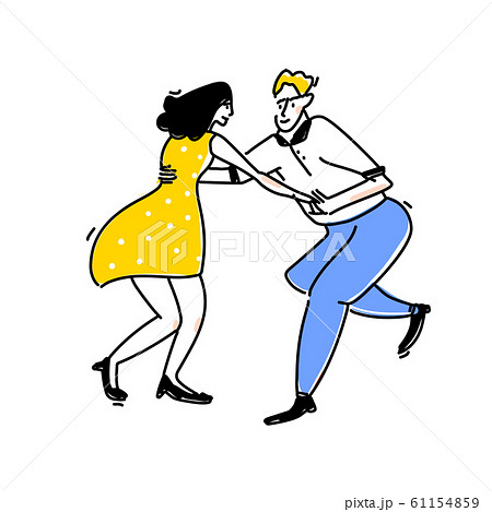 Lindy hop dance illustration. Couple in Lindy hop dance illustration. Couple in 61154859