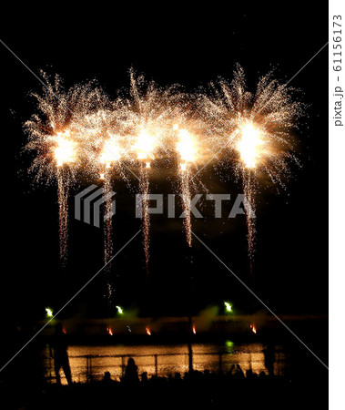 Colorful firework in night sky close up Colorful firework in night sky close up 61156173