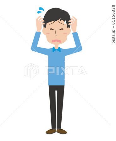 男性 全身 困る 感情 ポーズのイラスト素材