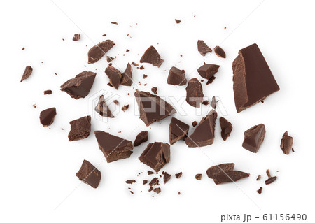 piece of chocolate isolated on white background with clipping path. . Top view. Flat lay. 61156490
