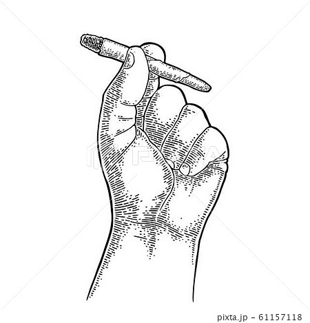 Male Hand Holding Burning Cigarettes Withのイラスト素材