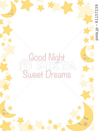三日月と星のフレーム Good Night Sweet Dreams のイラスト素材