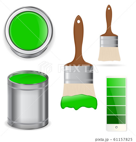 Green paint with brush Green paint with brush 61157825