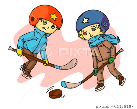Kids hockey players flat vector illustration Kids hockey players flat vector illustration 61158197