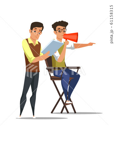 Screenwriter and director in chair characters 61158315