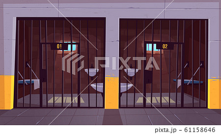 Prison single cells interior cartoon 61158646