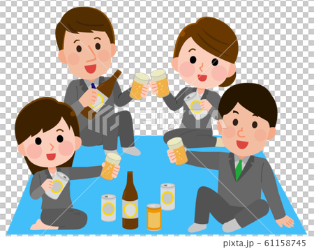 花見 宴会 桜 会社員 イラスト 花見 宴会 桜 会社員 イラスト 61158745