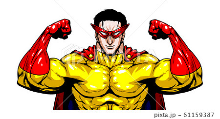 ヒーロー,英雄,超人,スーパーマン,劇画,漫画,筋肉,ボディビル,マッチョ,ポーズ,正面,白背景, ヒーロー,英雄,超人,スーパーマン,劇画,漫画,筋肉,ボディビル,マッチョ,ポーズ,正面,白背景, 61159387