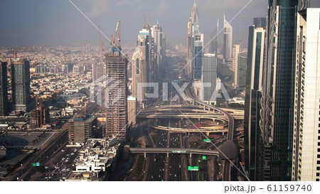 Aerial shot of a major city street in Dubai, UAE Aerial shot of a major city street in Dubai, UAE 61159740