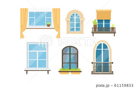 Different Types of Windows Vector Set. Glass...のイラスト素材 [61159833] - PIXTA
