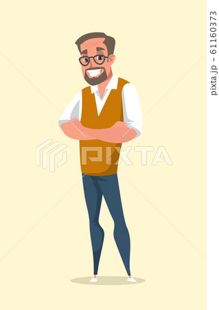 Smiling middle aged man flat vector illustration Smiling middle aged man flat vector illustration 61160373