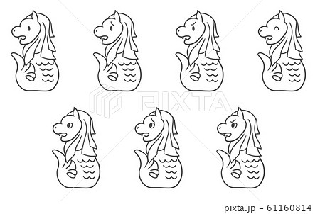 Simple Merlion Illustration Set Stock Illustration