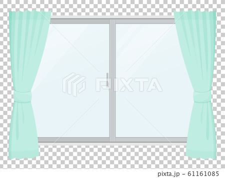 Illustration of curtain and window _ green - Stock Illustration [61161085]  - PIXTA