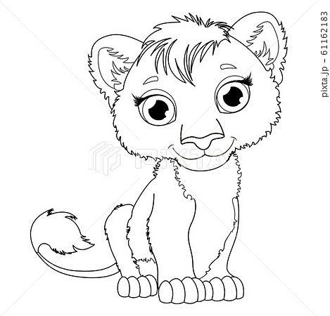 Coloring page for kids with cute cartoon lion.... - Stock Illustration  [61162183] - PIXTA