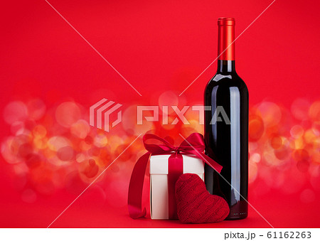 Valentines day gift box and wine 61162263