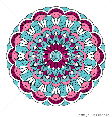 Pink-turquoise mandala on the white background 61162712