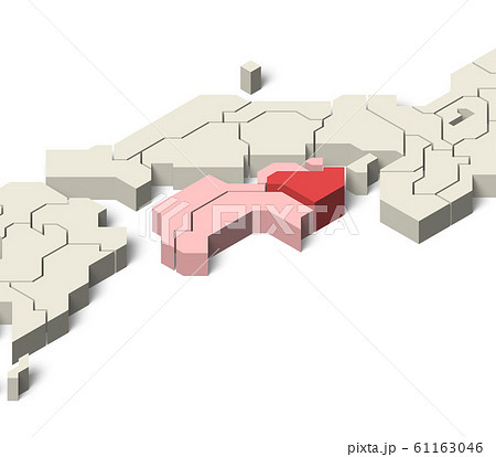 日本地図 四国地方 徳島県のイラスト素材