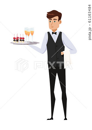 Waiter at work flat vector illustration Waiter at work flat vector illustration 61163484