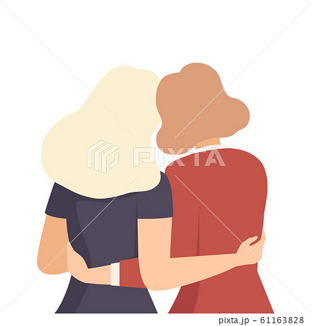 Women Embracing Each Other View From Back Vector Illustration 61163828