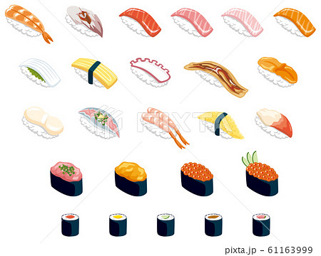 いろいろお寿司アイコンのイラスト素材