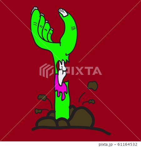 Cartoon zombie hand. Vector clip art illustration . 61164532