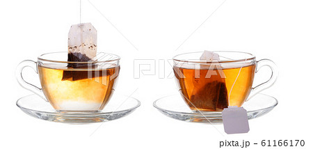Glass of Tea with Bag End. Isolated on white 61166170