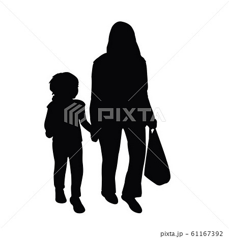 mother and daughter together, silhouette vector 61167392