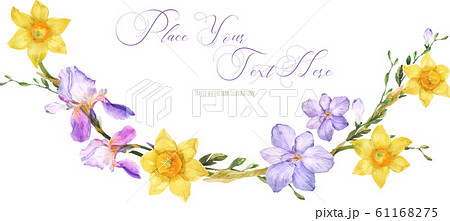 Decorative watercolor arc with spring flowers 61168275