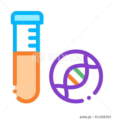 Glass Vial With Liquid Biomaterial Vector Icon 61168305
