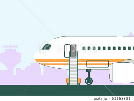 White Plane with Open Door and Staircase on Runway 61168381