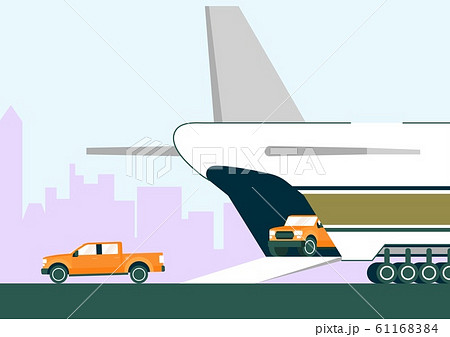 Plane on Runway Deliver Car Transport to Airport Plane on Runway Deliver Car Transport to Airport 61168384