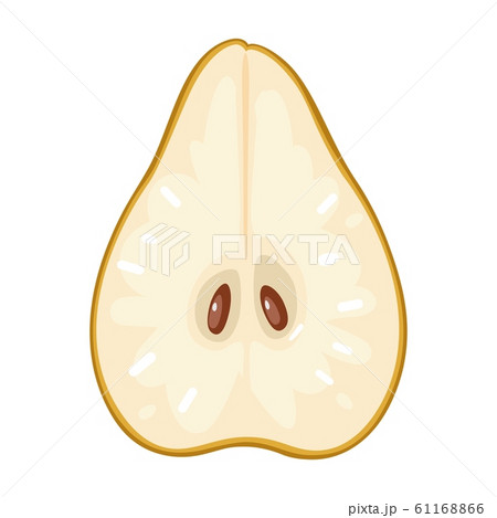 Round slice of pear on white background. Flat 61168866