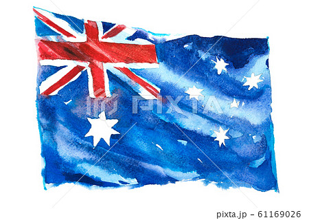 Australia, Australian flag. Hand drawn watercolor illustration. Australia, Australian flag. Hand drawn watercolor illustration. 61169026