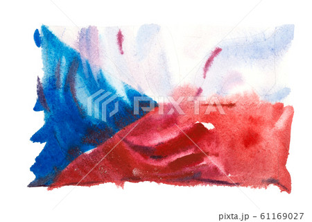 Czech Republic flag. Hand drawn watercolor illustration. Czech Republic flag. Hand drawn watercolor illustration. 61169027