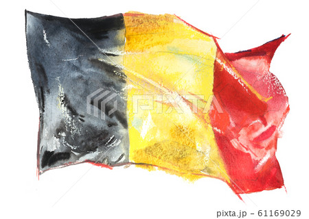 Belgium, Belgian flag. Hand drawn watercolor illustration 61169029