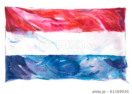 Flag of the Netherlands. Hand drawn watercolor illustration. Flag of the Netherlands. Hand drawn watercolor illustration. 61169030