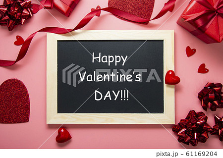 Happy Valentine's day. Flat lay arrangement with Happy Valentine's day. Flat lay arrangement with 61169204