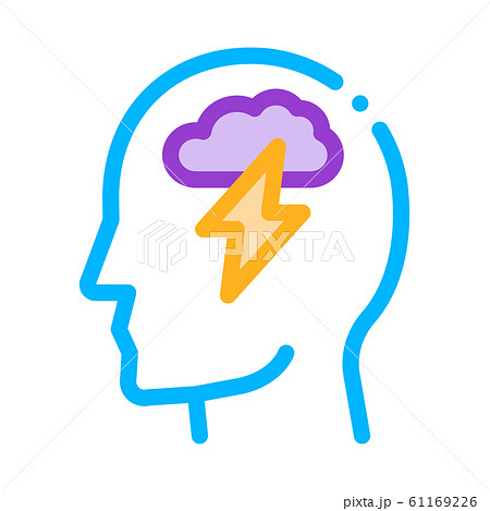 Raining Lightning Cloud In Silhouette Mind Vector 61169226