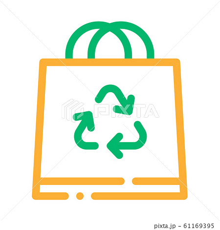 Shopping Bag With Handle And Recycle Mark Vector 61169395