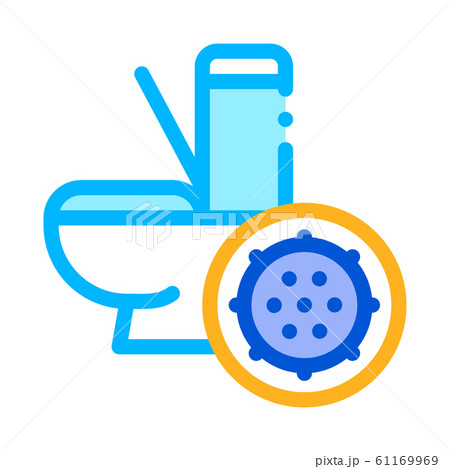 Bacteria Germ And Toilet Bowl Vector Sign Icon 61169969