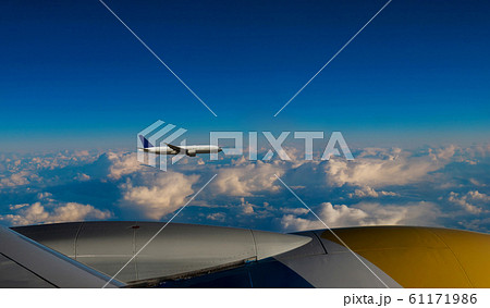 Flight on airplane flight and sky view from the Flight on airplane flight and sky view from the 61171986