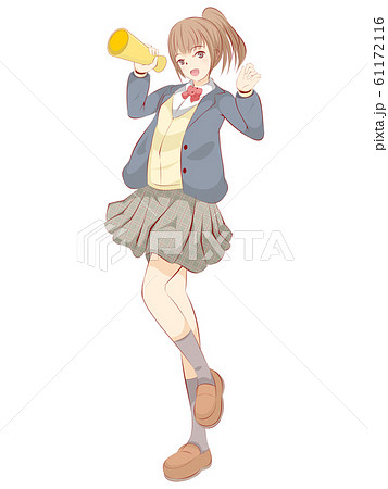 女子高生 応援のイラスト素材