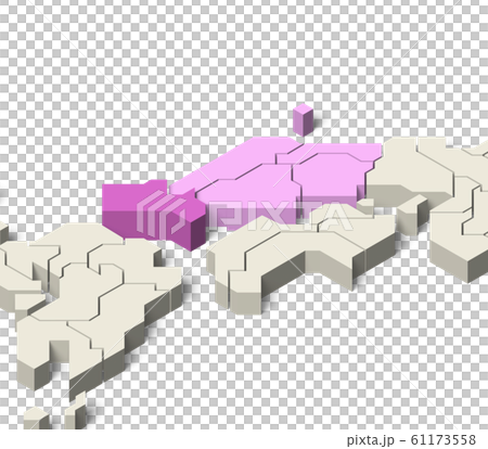 日本地図 中国地方 山口県のイラスト素材