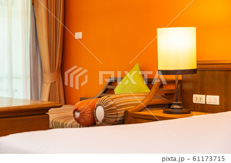 White comfortable pillow on bed decoration interior White comfortable pillow on bed decoration interior 61173715