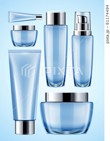 Blue cosmetic container mockup set 61174494