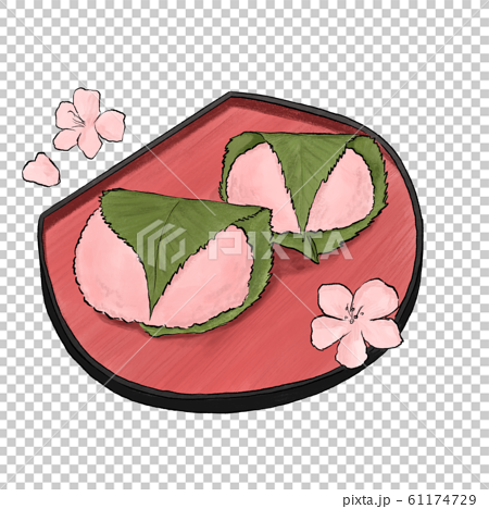 桜餅と桜のイラスト素材