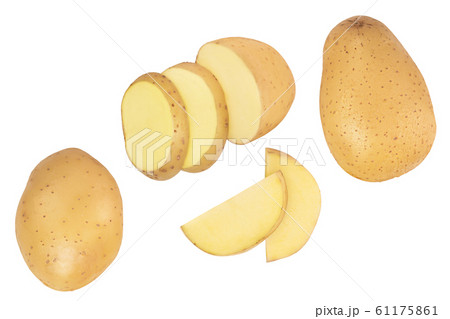 Young potato isolated on white background. Harvest new. Top view. Flat lay, Set or collection 61175861